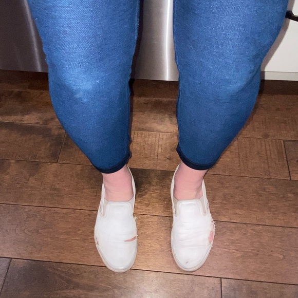 Womens pre-loved white Vans slip on US 9.5 - Picture 1 of 8